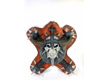 Molded Composite - Viking Skull With Crossbone Mase - Halloween Decor