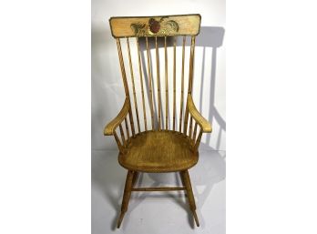 Floral Painted Spindle Back Rocking Chair