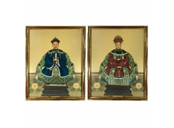 Framed Tibetan Pair Of Religious Figures