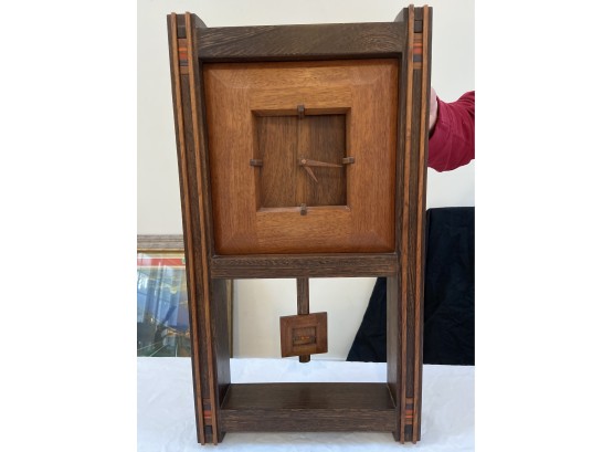 Solid Wood Pendulum Wall Clock By Robert McKeown Inlay  13.5x23.25x3