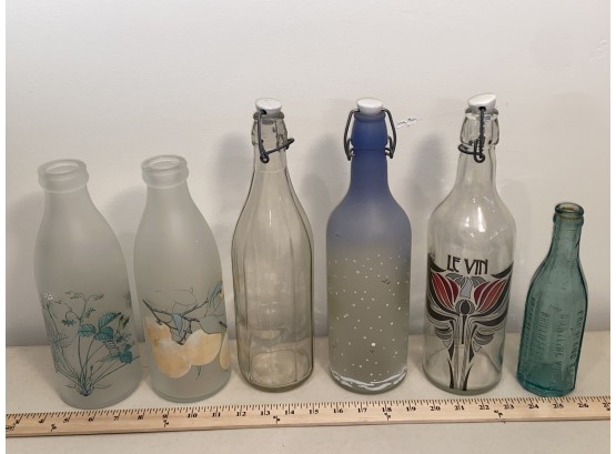 Unique Clear Frosted Painted Bottles Friedland Bros Bottling Works