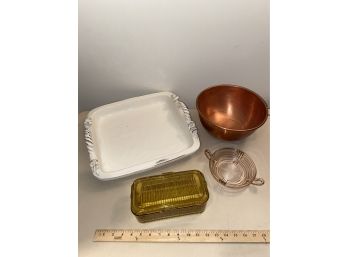 Collection Of Glass Copper And Ceramic Bowls Tray Serving Dish