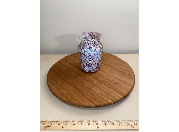 Bamboo Lazy Susan And Unique Colorful Glass Vase