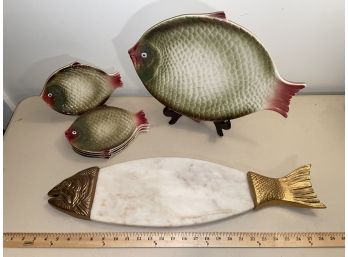 Fish Serving Platters Marble And Metal Portugal Ceramic Platter With 5 Fry Plates