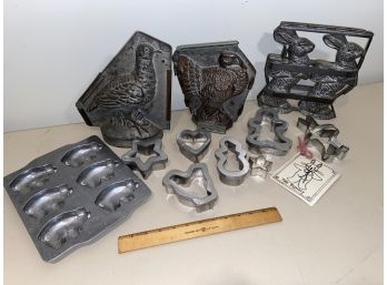 Chocolate Molds And Cookie Cutters Rabbits Turkey Pheasant Metal Made In Germany
