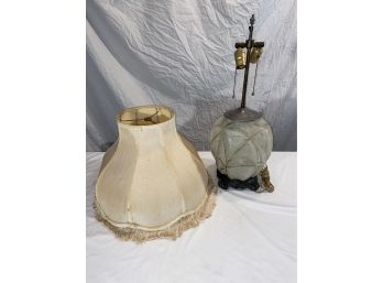 Molded Frosted Glass Lamp 9x26in Fringed Scallop Lamp Shade 18x14in