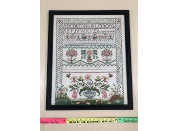 Antique Needle Point Sampler 18.5x24 A Rare And Fine Example Identical To The Other Listing