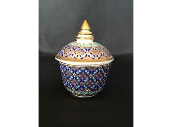 Vintage Thai Benjarong Handpainted Porcelain Jar,