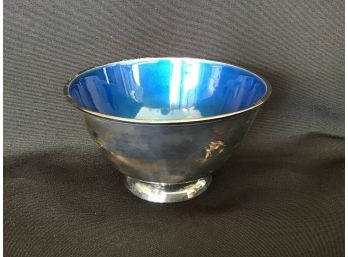 Towle Silverplated Blue Enamel Bowl With Dated AMEX Plaque, 1970