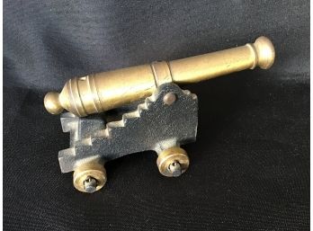 Vintage Mini Cannon, Brass And Cast Iron - Heavy