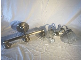 2 Vanity Lights Wall Mount Sconces Brushed Nickel And Chrome Hampton Bay