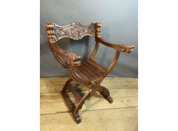 French Renaissance Dagobert Style Carved Armchair Lot 2 - 23x21x35in Made In Indonesia