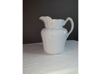 White Porcelain Pitcher With Decorative Handle, Wheat And Flower Design/Two's Company