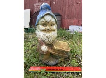 Gnome With Wheelbarrow Cement Gnome Garden Lawn  Decor
