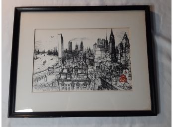 Signed Pen And Ink Illustration By Ronald Searle, Unauthenticated.