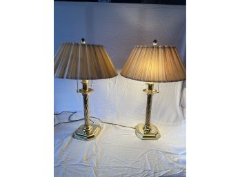 Pair Of Dual Light Candlestick Table Lamps 27in