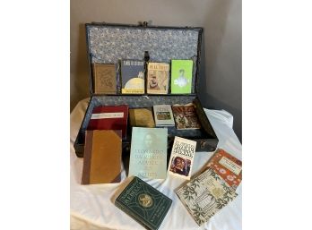 Antique Bassett Suitcase With Assorted Books Lot 1