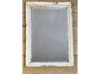 Vintage White Ornate Framed Beveled Mirror 17x27in