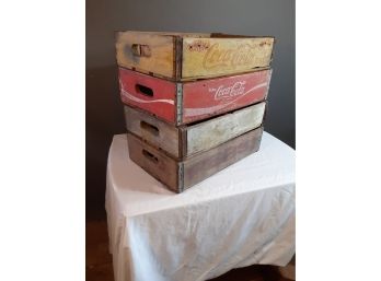 Vintage Coke & Pepsi Wood Bottle Crates / 18x12x4in