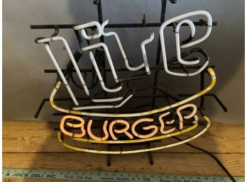 Lite Burger Neon Beer Advertising Sign Includes Working Transformer
