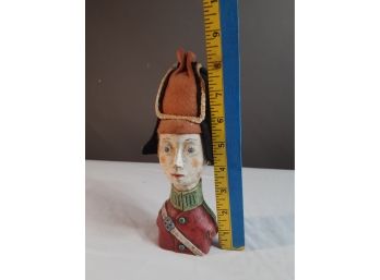 English Fox Hunter Head  Ceramic Head Statue , Felt Hat 8.5 In