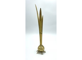 Vintage 1980s Brass Onion Candle Holder