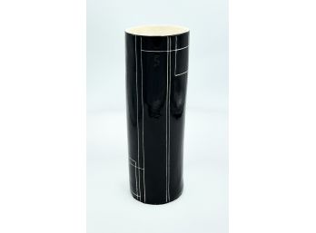 Handmade Black Ceramic Vase Signed SK