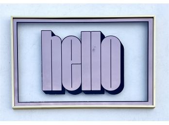 Vintage Hello Reflective Screen Print On Glass Wall Art