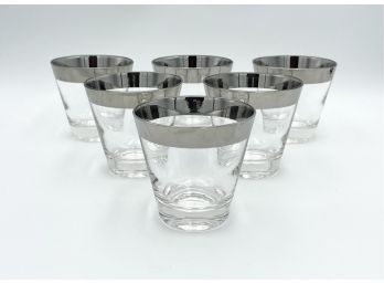 Set Of 6 Vintage Dorothy Thorpe Silver Rim Barware Glasses