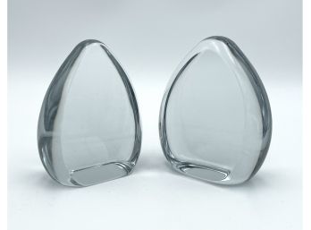 Pair Of Vintage Teardrop Shaped Glass Bookends