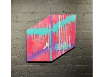 Abstract Geometric Acrylic On Canvas By CT Artist Brysen Glasper Titled Distorted Cube
