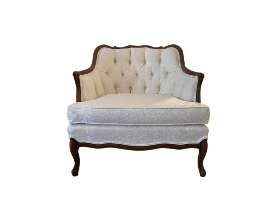 White Tufted Back Arm Chair