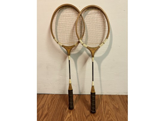 Pair Of Sportscraft Lightning Tournament Model Vintage Badminton Rackets