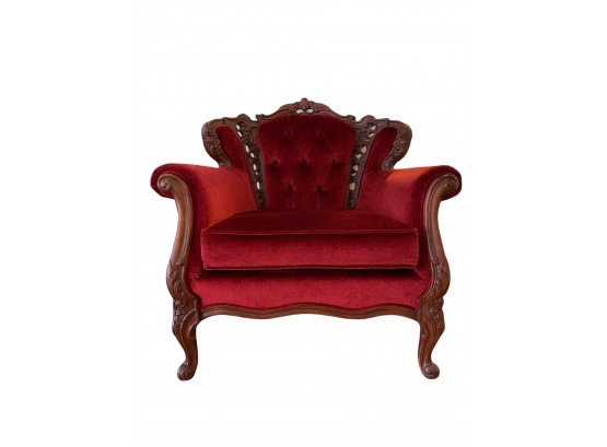 Burgundy Velvet Tufted Back Chair By Kingsley Furniture