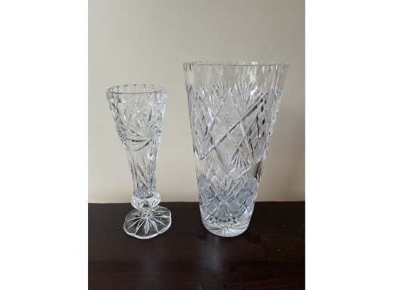 Stunning Pair Of Cut Glass Vases
