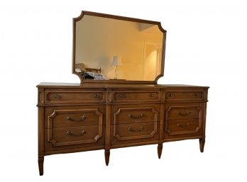 Italian Provincial Low Standing Dresser With Mirror