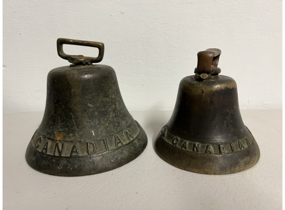 Pair Of Antique Canadian Beaver Brass Bells