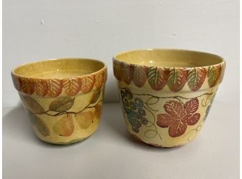 Pair Of Hand Painted Italica Ars  Hand Painted Bowls Pottery