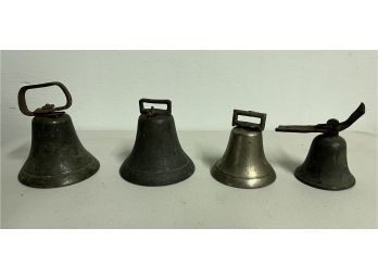 Set Of 4 Small Antique Bells
