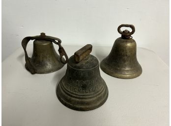 Set Of Three Antique Brass Bells