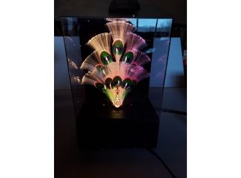 Fiber Optic Peacock In Plastic Display Case