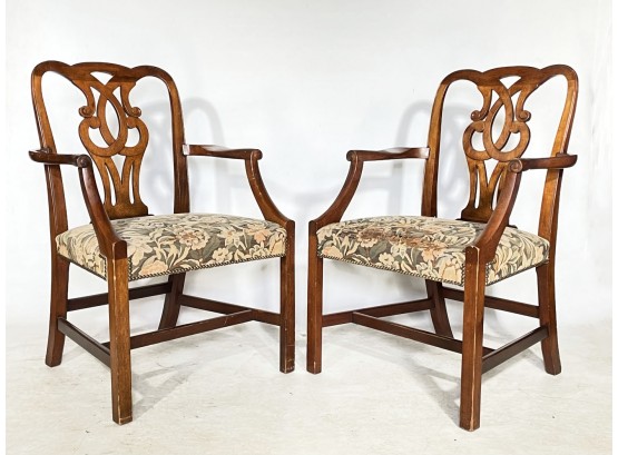 A Pair Of Gorgeous Arm Chairs By Baker Furniture In Tapestry Print
