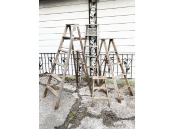 A Trio Of Rustic Vintage Ladders