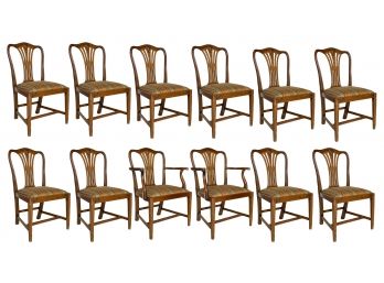 A Set Of 12 Antique Mahogany Dining Chairs - Refinished
