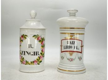 19th Century European Porcelain Apothecary Canisters