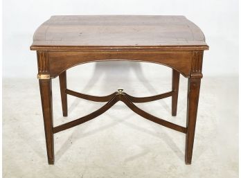 A Vintage Fruitwood End Table With Pullout Writing Desk