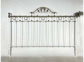 An Antique Cast Iron And Brass King Size Headboard