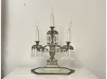 An Early 20th Century Lamp On Period Mirrored Plateau