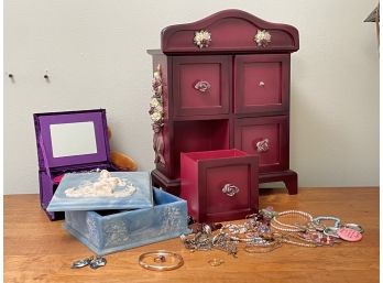 10K Gold Ring, Bracelet, Costume Jewelry And Boxes