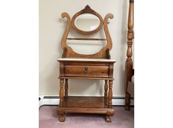 A Vintage Marble Top Wash Stand, Used As Nightstand
